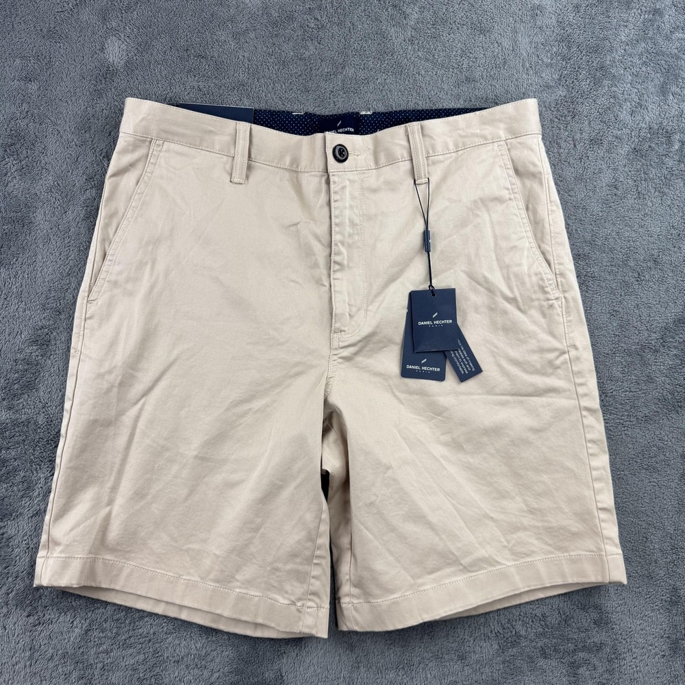 Daniel Hechter‎ Shorts Men 35 Beige Chino Cotton Lyocell Stretch 9" Inseam